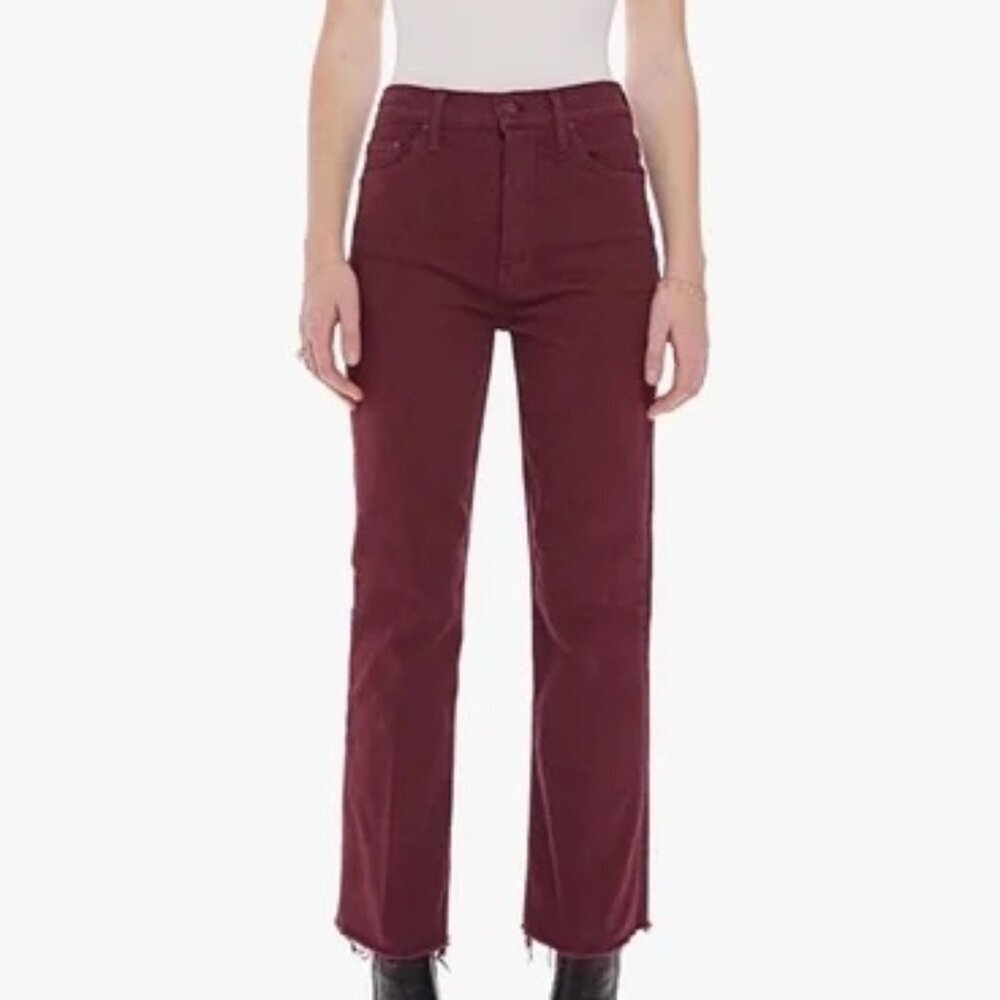 MOTHER Women's Boot Cut Jeans in Burgundy